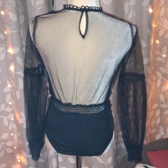 ~Vera Lucy Small Sheer Black Bodysuit - Picture 4 of 4